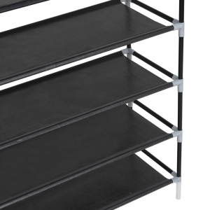 Raft pantofi 10 etajere, Metal și material textil nețesut Negru - Img 6