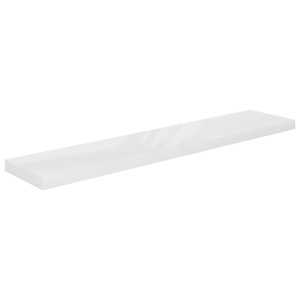 Rafturi de perete, 4 buc., alb extralucios, 120x23,5x3,8 cm MDF - Img 4