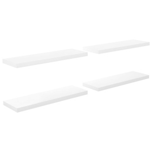 Rafturi de perete, 4 buc., alb extralucios, 80x23,5x3,8 cm, MDF - Img 2