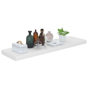 Rafturi de perete, 4 buc., alb extralucios, 90x23,5x3,8 cm, MDF - Img 3