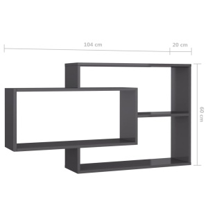 Rafturi de perete, gri foarte lucios, 104 x 20 x 60 cm, PAL - Img 5