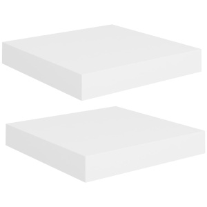 Rafturi de perete suspendate, 2 buc., alb, 23x23,5x3,8 cm, MDF - Img 2