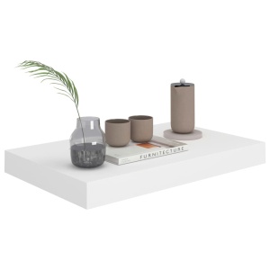 Rafturi de perete suspendate, 2 buc., alb, 40x23x3,8 cm, MDF - Img 3
