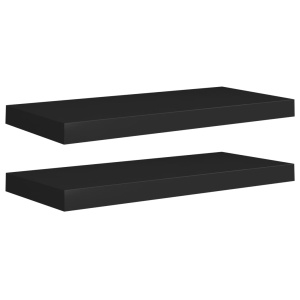 Rafturi de perete suspendate, 2 buc., negru, 60x23,5x3,8 cm MDF - Img 2