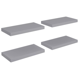 Rafturi de perete suspendate, 4 buc., gri, 50x23x3,8 cm, MDF - Img 2
