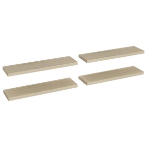 Rafturi de perete suspendate 4 buc. stejar, 90x23,5x3,8 cm, MDF - Img 2