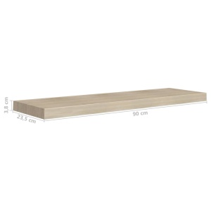 Rafturi de perete suspendate 4 buc. stejar, 90x23,5x3,8 cm, MDF - Img 9
