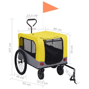 Remorcă bicicletă &amp; cărucior 2-in-1 animale, galben și gri - Img 10