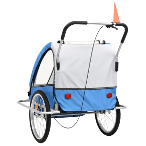 Remorcă bicicletă &amp; cărucior copii 2-in-1, Albastru și Gri - Img 4