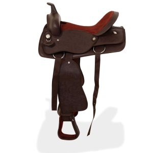 Șa Western, căpăstru &amp; pieptar, piele naturală, 17", maro - Img 4