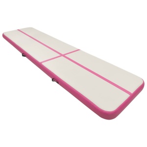 Saltea gimnastică gonflabilă cu pompă roz 800x100x20 cm PVC - Img 3