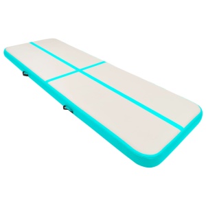 Saltea gimnastică gonflabilă cu pompă verde 400x100x20 cm PVC - Img 3