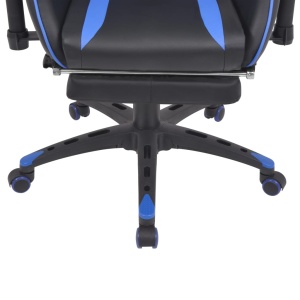 Scaun birou rabatabil, design racing, suport picioare, albastru - Img 7