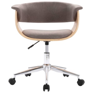 Scaun bucătărie pivotant gri taupe lemn curbat/material textil - Img 4
