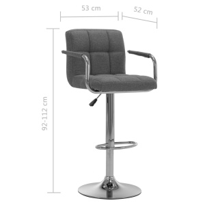 Scaun de bar, gri deschis, material textil - Img 6