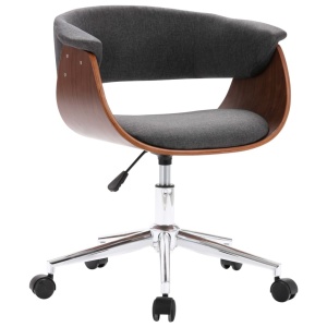 Scaun de birou pivotant, gri, lemn curbat și material textil - Img 2