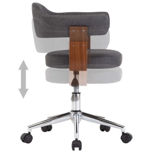 Scaun de birou pivotant, gri, lemn curbat și material textil - Img 4