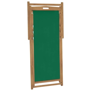 Scaun de plajă pliabil, verde, lemn masiv de tec - Img 8