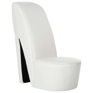 Scaun, design toc inalt, alb, piele ecologică