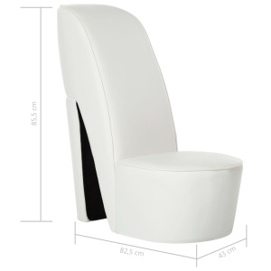 Scaun, design toc inalt, alb, piele ecologică - Img 6