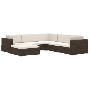 Scaun modular de colț, 1 buc., negru, poliratan, cu perne - Img 6