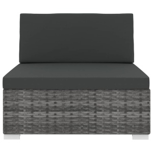 Scaun modular de mijloc, 1 buc., gri, poliratan, cu perne - Img 3