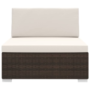 Scaun modular de mijloc, 1 buc., maro, poliratan, cu perne - Img 3