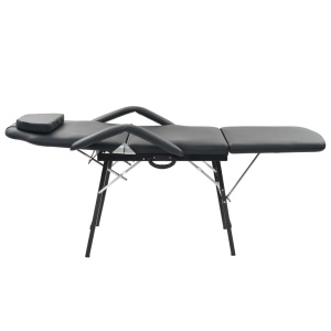 Scaun tratament facial, inlocuitor piele, 185x78x76 cm, negru - Img 2
