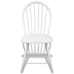 Scaune de bucătărie 4 buc., lemn, rotund, alb - Img 3