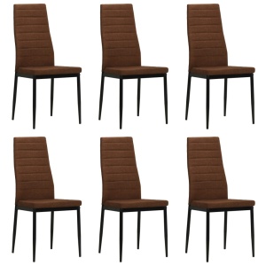 Scaune de bucătărie, 6 buc., maro, material textil