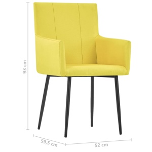 Scaune de bucătărie cu brațe, 2 buc., galben, material textil - Img 7