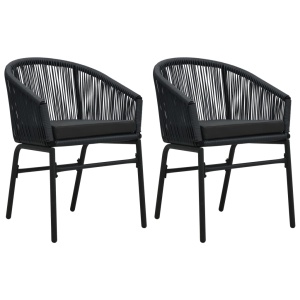 Scaune de grădină, 2 buc., negru, ratan PVC