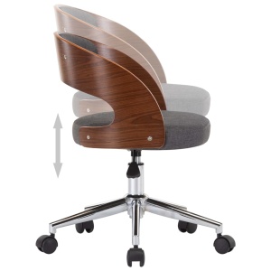Scaune pivotante de masă, 4 buc., gri, lemn curbat și textil - Img 5