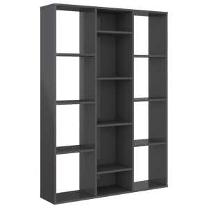 Separator cameră/Bibliotecă gri extralucios 100x24x140 cm PAL - Img 2