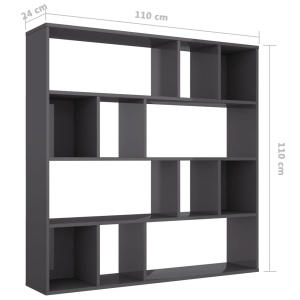 Separator cameră/Bibliotecă, gri lucios, 110 x 24 x 110 cm, PAL - Img 6