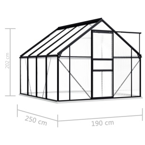 Seră cu cadru de bază, antracit, 4,75 m², aluminiu - Img 5