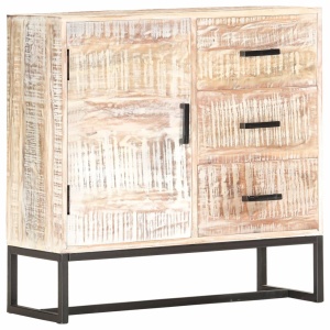 Servantă, alb, 73 x 30 x 75 cm, lemn masiv de acacia - Img 7