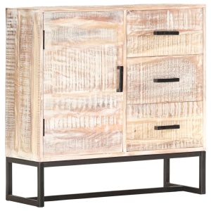 Servantă, alb, 73 x 30 x 75 cm, lemn masiv de acacia - Img 10