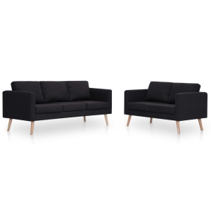 Set canapele, 2 piese, negru, material textil - Img 2