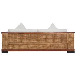 Set canapele cu perne, 2 piese, maro, ratan natural - Img 10