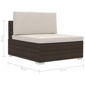 Set canapele de grădină cu perne, 3 piese, maro, poliratan - Img 10