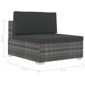 Set canapele de grădină cu perne, 4 piese, gri, poliratan - Img 10