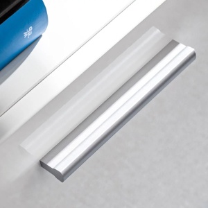 Set comodă TV de perete, 5 piese, lumini LED, alb lucios - Img 4