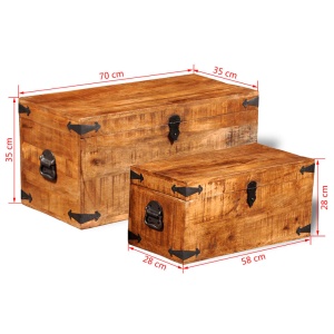 Set cufere de depozitare, 2 piese, lemn mango nefinisat - Img 7