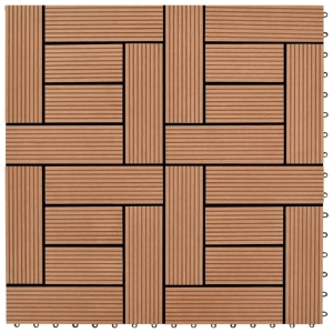 Set de 11 bucăți de plăci 30 x 30 cm din WPC 1 mp, maro