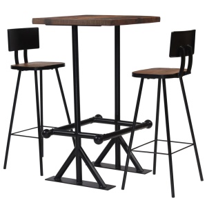 Set de bar, 3 piese, lemn masiv reciclat
