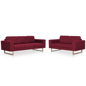 Set de canapele, 2 piese, bordo, material textil - Img 2