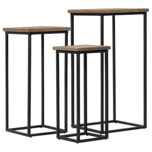 Set de mese pentru plante, 3 piese, lemn de tec reciclat - Img 3