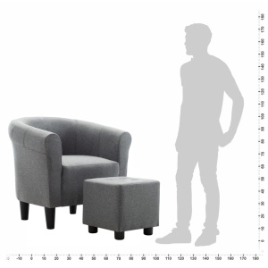 Set fotoliu și taburet, 2 piese, gri deschis, material textil - Img 10