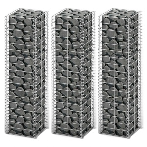 Set gabioane, 3 buc, sârmă galvanizată, 25 x 25 x 100 cm